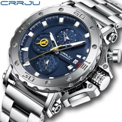 CRRJU Relógio Masculino De Quartzo Esportivo Com Ponteiros Luminosos Em Aço Inoxidável 2294X