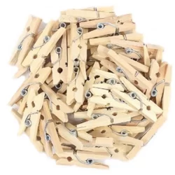 Mini Prendedor de Madeira Natural 3,5cm - 50 Unidades