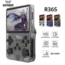 BOYHOM-Console de videogame portátil retro, sistema Linux, 3,5 "tela IPS, R35s Pro, Pocket Player portátil, 64GB Jogos