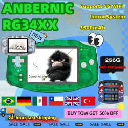 ANBERNIC RG34XX RG 34XX Retro Handheld Game Player Video Game Consoles 3.4-inch IPS Screen  3500mAh 32G Linux 64-bit System PSP