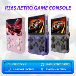 Console de jogos retrô r36s com mais de 18000 emuladores de jogos retrô para gb/gba/gbc/md/sfc/psp/ps1/cps1/cps2 tela ips de 3.5 polegadas emuelec4.7