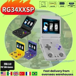 Anbernic RG34XXSP 3.4''IPS Screen Flip Handheld Console Linux System HDMI-compatible TV Output 256G PSP 300+ Games Pre-installed