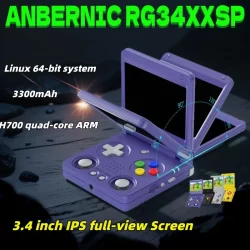 Anbernic RG34XXSP Flip Retro Handheld Game Console 3.4Inch IPS Screen Linux 64bit 3300mAh WIFI Video Gaming Player RG 34XXSP NEW