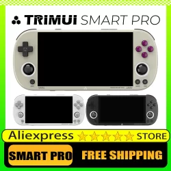 Trimui smart pro console de jogos portátil 4.96 ''tela ips console de jogos portátil sistema linux iluminação rgb jogador de videogame presente