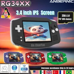 ANBERNIC RG 34XX Retro Handheld Game Console 3.4-inch HD IPS Screen Linux 64-bit System Support WiFi Bluetooth 256G PSP RG34XX