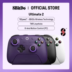 Controlador de jogos sem fio 8BitDo Ultimate 2 para PC e Android com joysticks TMR, gatilhos comutáveis, controle de movimento, 8 velocidades