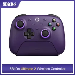 8BitDo Ultimate 2.4G Wireless / Ultimate 2, controlador de joystick Hall / TMR com base de carregamento para PC, Windows 10, 11, Android