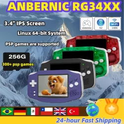 ANBERNIC RG 34XX Handheld Game Console 3.4” IPS Screen Linux 64-bit 3500mAH Bluetooth RG34XX Retro Video Gaming Players PSP