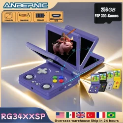 Anbernic RG34XXSP 3.4''IPS Screen Flip Handheld Console Linux System HDMI-compatible TV Output 256G PSP 300+ Games Pre-installed