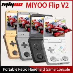 MIYOO Flip V2 Retro Handheld Game Console With Metal Hinge 3.5''IPS Screen Compact Portable Game Machine Dual analog sticks Gift