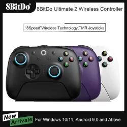 8bitdo ultimate 2 controlador sem fio para windows 10/11 android com joystick tmr gatilhos comutáveis iluminação rgb gamepad