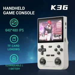K36 console de jogos rk3326 linux os 16000 jogos emulador para ps1/psp/dc/n64/ss 500nit 3.5 Polegada tela ips recarregável r36s