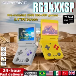 ANBERNIC RG34XXSP Flip Handheld Game Console 3.4-inch IPS Screen Linux 64-bit H700 Video Game Consoles 256G PSP HD-MI TV Output