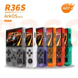 Retro r36s 3.5 Polegada console de jogo portátil com sistema linux pré-instalado design transparente 64g melhor jogador portátil presente 2025