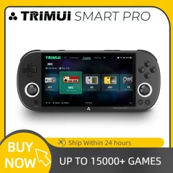 Console de jogos portátil TRIMUI Smart Pro, com tela IPS de 4,96 polegadas, sistema Linux, controlador de jogo com iluminação RGB