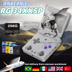 ANBERNIC RG34XXSP Flip Handheld Console 3.4" IPS 720*480 Screen Retro Video Gaming Player Linux System 256G PSP Game 3300mAh New