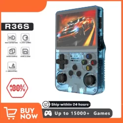 Console de videogame retrô R36S com tela IPS de 3,5 polegadas 64GB 128GB Sistema Linux portátil Player de bolso para crianças com mais de 1000 jogos