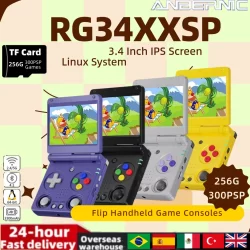 ANBERNIC RG34XXSP Flip Handheld Game Consoles 3.4 Inch IPS Screen Linux System Video Game Consoles 5G WIFI RG 34XXSP PSP Gift