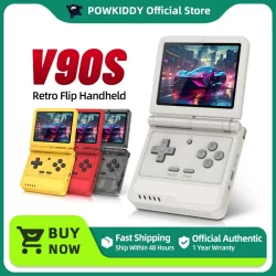 POWKIDDY V90S Retro Flip 3.5 Inch 4:3 640*480 HD IPS Screen Handheld Game Console A133Plus Vibration function Children's Gifts
