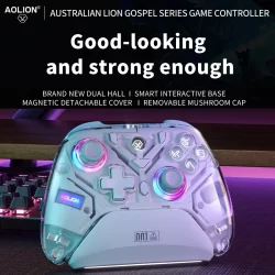 Aolion k10 rgb controlador de jogos sem fio com doca de carregamento gamepad efeito hall joystick gatilho para nintend switch 2/pc/telefone