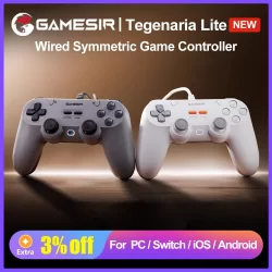 GameSir Tegenaria Lite T3 Lite Controlador de jogo com fio com palitos de efeito Hall 1000Hz taxa de pesquisa design retrô para PC Switch IOS