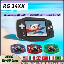 ANBERNIC RG 34XX Retro Handheld Game Console 3.4-inch HD IPS Screen Linux 64-bit System Support WiFi Bluetooth RG 34XX Gift PSP