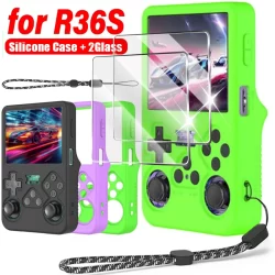 Capa + vidro para r36s capa protetora de silicone macio com cordão e protetores de tela de vidro temperado filme anti-risco à prova de choque