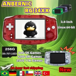 ANBERNIC RG 34XX RG34XX Retro Handheld Game Player Video Game Consoles 3500mAh 3.4-inch IPS Screen Linux 64-bit System PSP Gifts