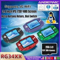 ANBERNIC RG 34XX Handheld Game Console 3.4-inch IPS Screen Linux 64-bit 3500mAH Bluetooth RG34XX Retro Video Game 256G PSP Games