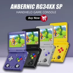 AMPOWN Anbernic RG34XXSP Portable Video Game Console 3.4'' IPS Linux OS Folding Handheld Game Players 64-bit Retro Games HD Gift