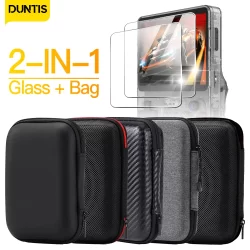 Vidro + bolsa para console de jogos r36s/r35s, protetor de tela de vidro temperado e estojo de armazenamento para transporte de viagem, acessórios protetores