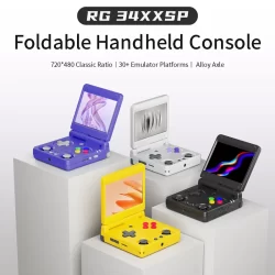 AMPOWN RG 34XXSP Folding Handheld Game Console Alloy Spindle 3.4-inch IPS HD Pixel Classic Retro Immersive Game Players Boy Gift