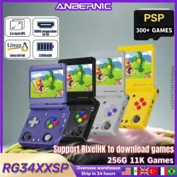 Anbernic RG34XXSP 3.4''IPS Screen Flip Handheld Console Linux System HDMI-compatible TV Output 256G PSP 300+ Games Pre-installed