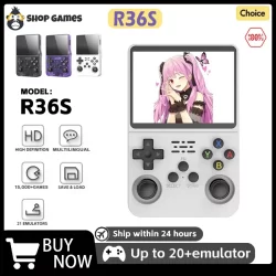 R36S Retro Handheld Console de videogame Sistema Linux Tela IPS de 3,5 polegadas Player portátil 64GB GamesMultiplas cores estão disponíveis