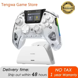 Controlador de jogos sem fio de tela interativa para switch/pc/ios/android hall effect stick rgb light 1800mah com doca de carregamento