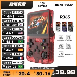 R36s retro handheld console de videogame sistema linux 3.5 Polegada tela ips portátil bolso player vídeo 64g 128gb jogos menino presente