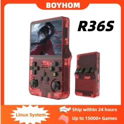 R36S Console de videogame portátil retro, sistema Linux, 3.5 Polegada tela IPS, jogador de bolso portátil, jogos R35S 64GB