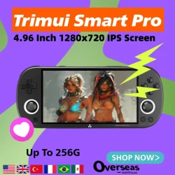 Trimui Smart Pro Console de jogos portátil 4.96 ''tela IPS Sistema Linux Joystick Iluminação RGB Retro Video Game Player Smartpro Gift