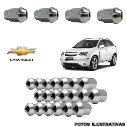 Jogo 20 Porcas Cromadas Roda Liga Leve Chevrolet Captiva / Cruze / Tracker  Top