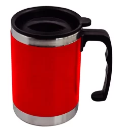 Caneca Vermelha Térmico Inox Com Tampa 400 Ml Linha Premium