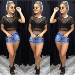 Cropped de tule