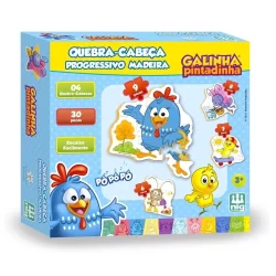 Quebra Cabeca Galinha Pintadinha Progressivo em Madeira 30 Pecas Nig Brinquedos