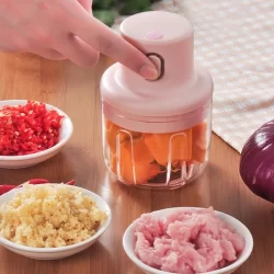Mini Processador de Alimentos 250ml Moedor Alho Elétrico Sem Fio Recarregável USB