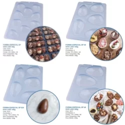 combo 4 formas bwb silicone linha premiu cod 3614 + 3615 + 3616 + 3617 ovo de páscoa 50/100/150/250 g