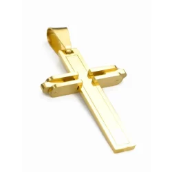 Pingente Banhado A Ouro Cruz Crucifixo Aço Inox R:1025
