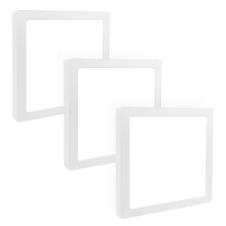 Kit 3 Plafon Sobrepor Painel Led 18w Quadrado Branco Frio