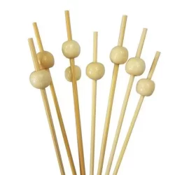 Palito em Bambu para petiscos com Bolinhas Neutra - 20 Unidades  - Silver Festas - Rizzo