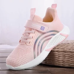 Sapatos Esportivos Infantis Tamanho 27-39 De Meninas Rosa Malha Respirável Leve Tênis De Corrida