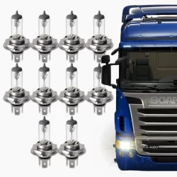 Kit com 10 Lâmpadas Automotiva Halógena H4 24v 75/70w Para Caminhão