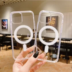 Magsafe Capa Para iPhone 14 Plus 13 12 Mini 11 Pro Max XR XS Carregamento Sem Fio Estojo Transparente